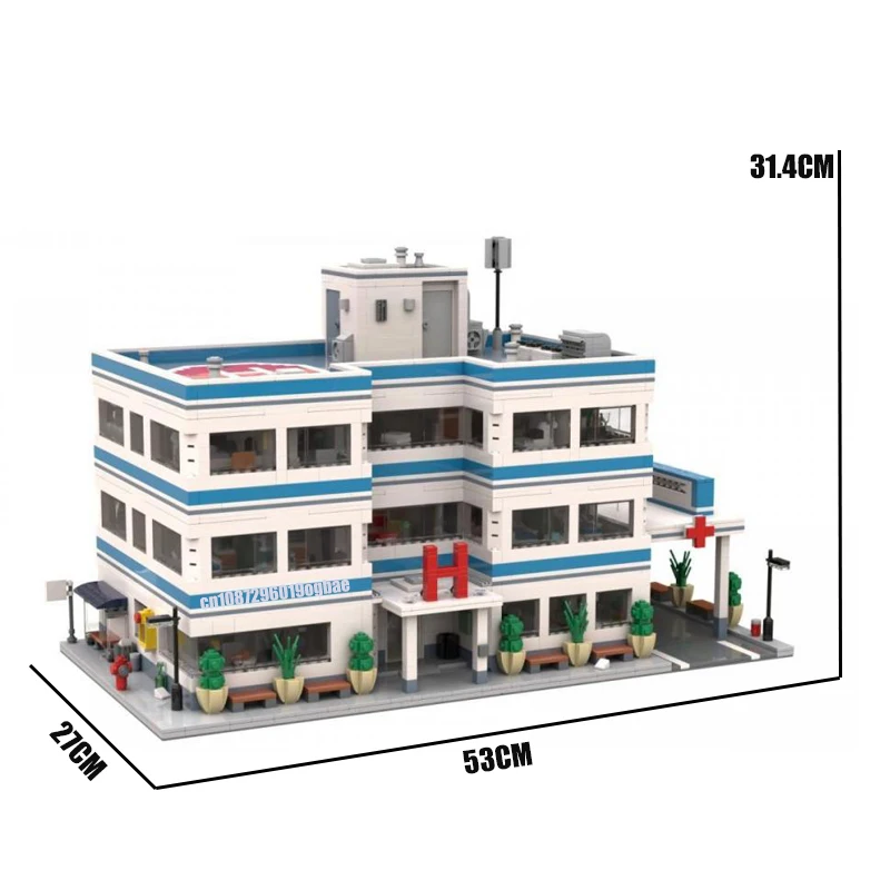 MOC-City Hôpitaux Modernes Modulaires, 5624 Pièces, Idées Créatives, Jouet pour Enfant, décennie s Cadeaux de Noël