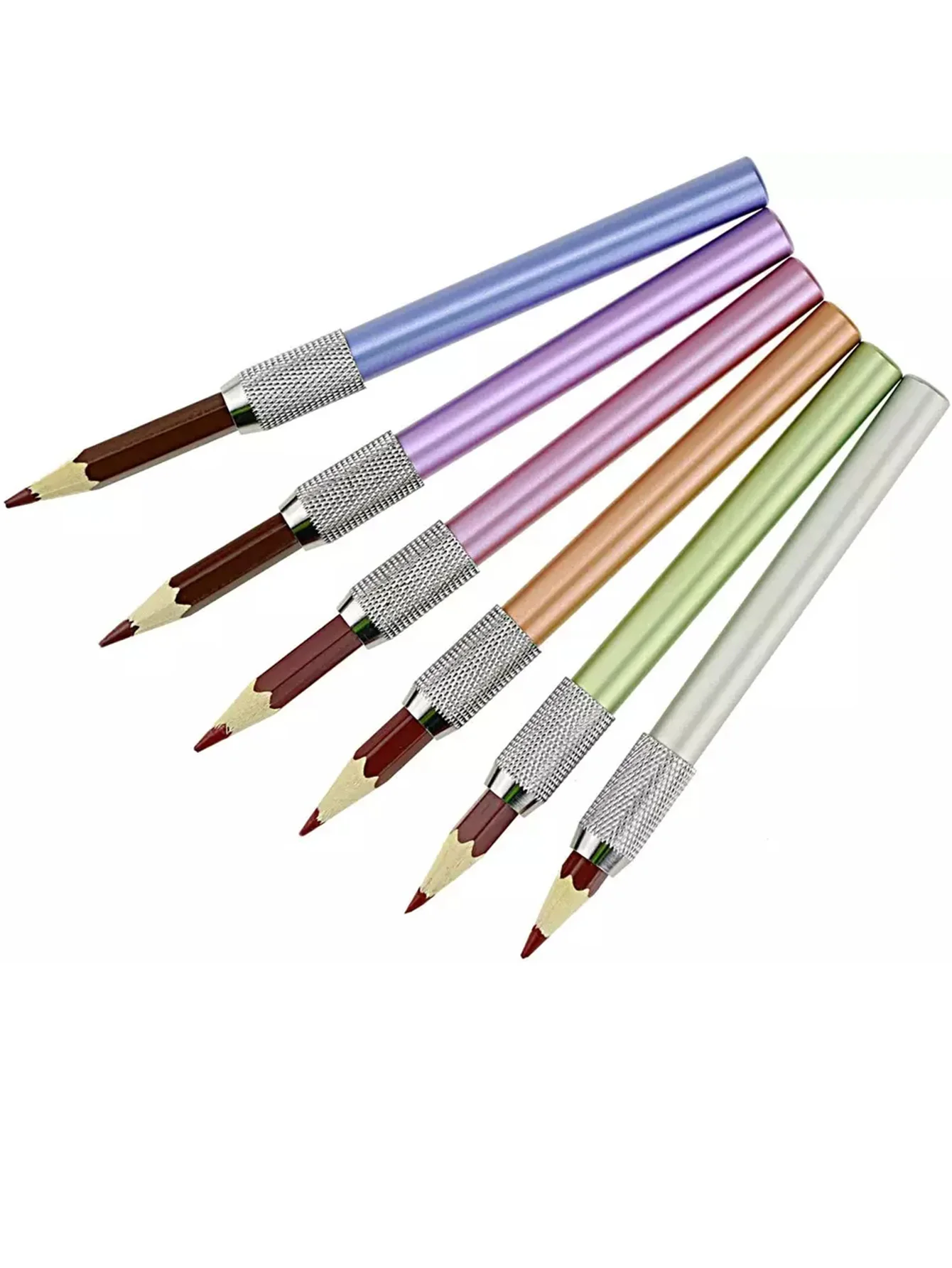 Bview Art Aluminum Assorted Colors Pencil Lengthener – Pencil Extender Holder for Colored Pencils in Regular