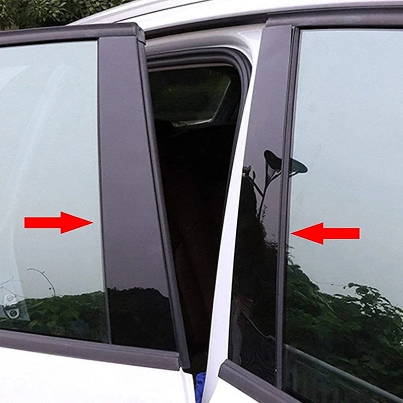 6Pcs Car Door Window Pillar Posts for Honda Fit Jazz 5 Door Hatchback 2004 2005 2006 2007 Trim Molding Cover Decal Auto Styling