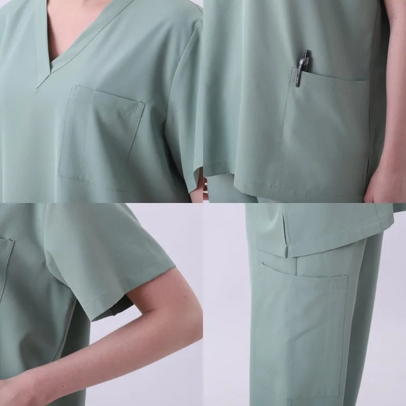 New Female Beauty Salon SPA Dental Clinic Nurse Overalls Top and Pant with Pocket Women Casual Jogger Suit Surgical Uniform 228