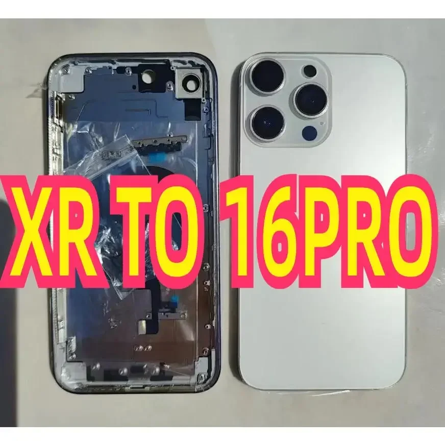 For iPhone Housing XR To 16 Pro Back Cover Xr Like 16 Pro Back DIY Battery Middle Frame Replacement+Flexible Cable xr Chassis