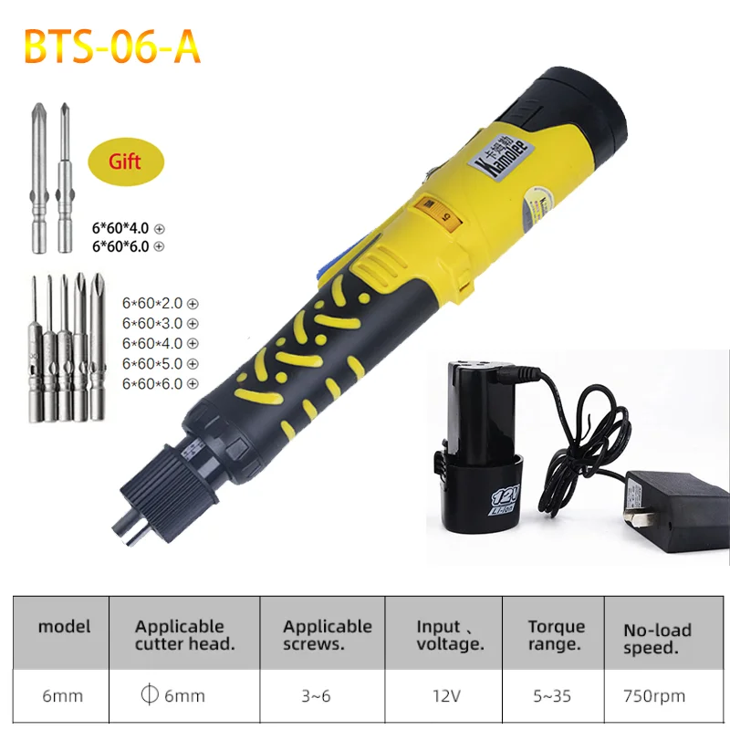 Electric Screwdriver Handheld Cordless 802 6mm with 7pcs cross bits, Recharge Battery Electric Screw Driver Adjustable Torque