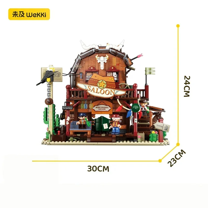 Unmatched Oak Barrel Tavern, Western Street View, Retro Building Blocks, Toy Collections, Ornaments, Architectural Models, Gifts