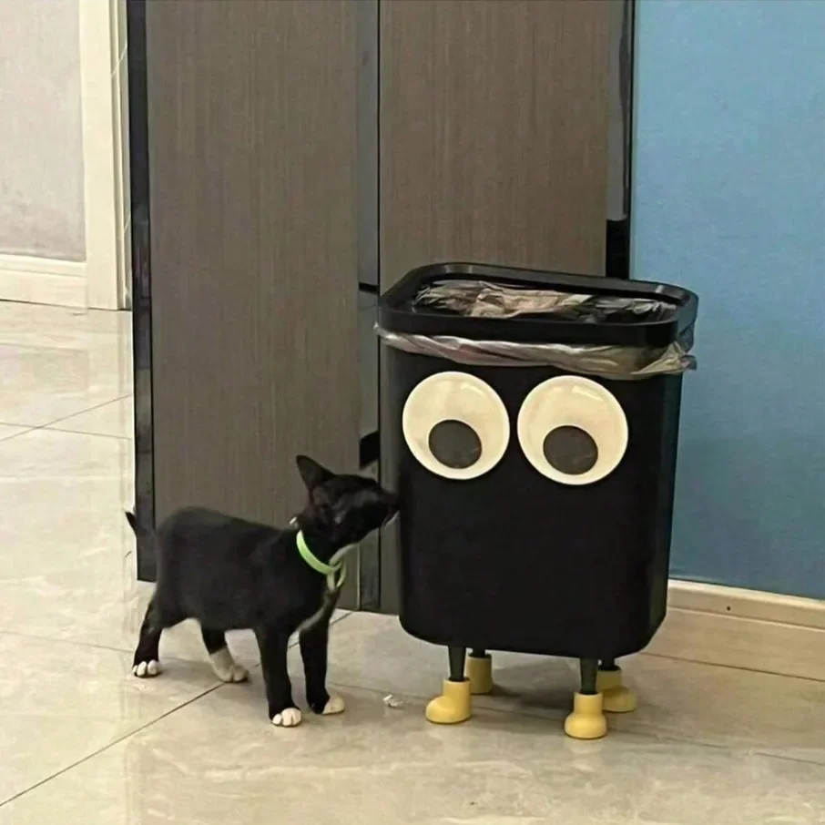 Cartoon Cute Big Eyes Trash Can Garbage Bin Home Office Rubbish Bin Bathroom Garbage Bag Container Waste Bucket Kitchen Dustbin