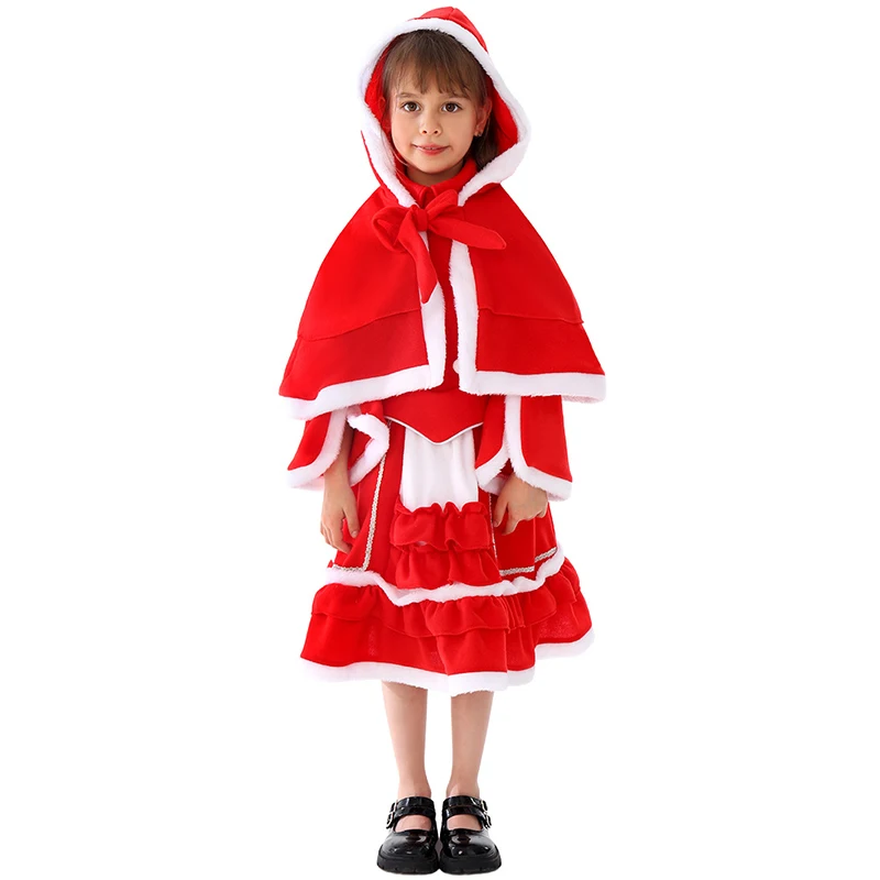 2026 جديد وصول فتاة ريترو الأحمر المخملية لوليتا فستان السنة الجديدة عيد الميلاد تأثيري الزي الفتيات قصر المخملية فستان عيد الميلاد #2