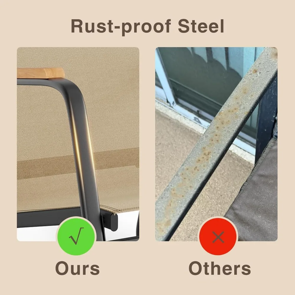 Outdoor Patio Rocking Chairs Set with Textilene Fabric, 3-Piece Bistro Furniture, Glass Table, Comfortable Seating for Relaxatio