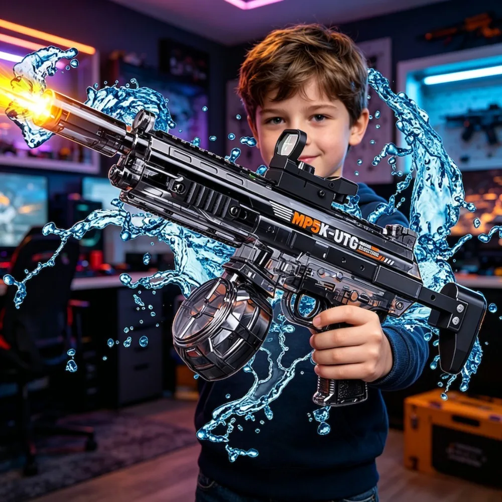 

MP5K Firing Electric Water Gun Toy Fully Automatic Shooting Water Pistol Toy Summer Beach Outdoor Water Fights for Children
