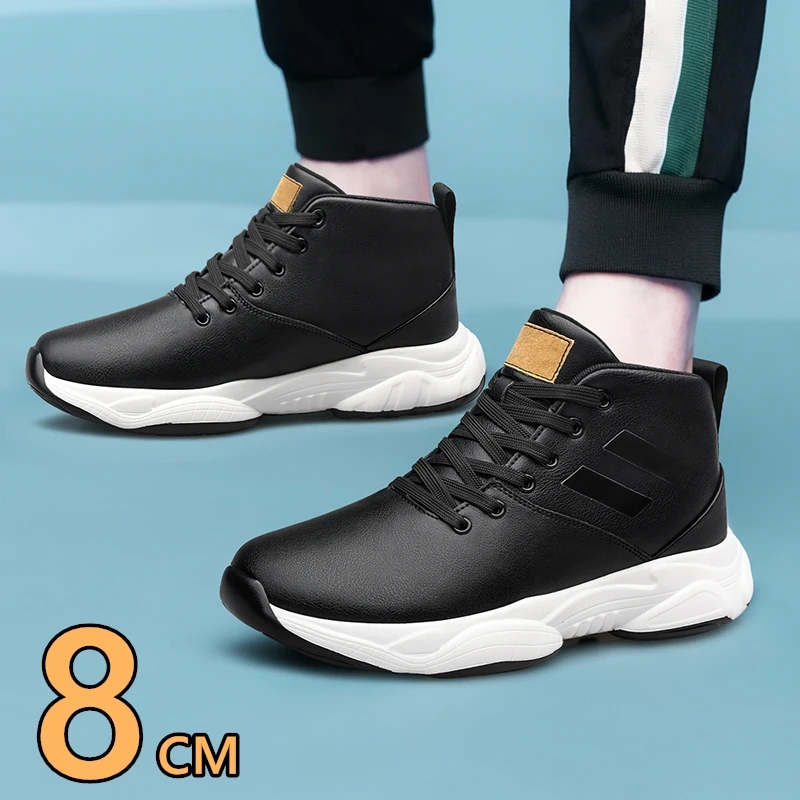 Fashion Genuine Leather Men Elevator Shoes Height Increasing Sneakers for Man Insoles 8CM Hidden Heels Inner Heightening Sports