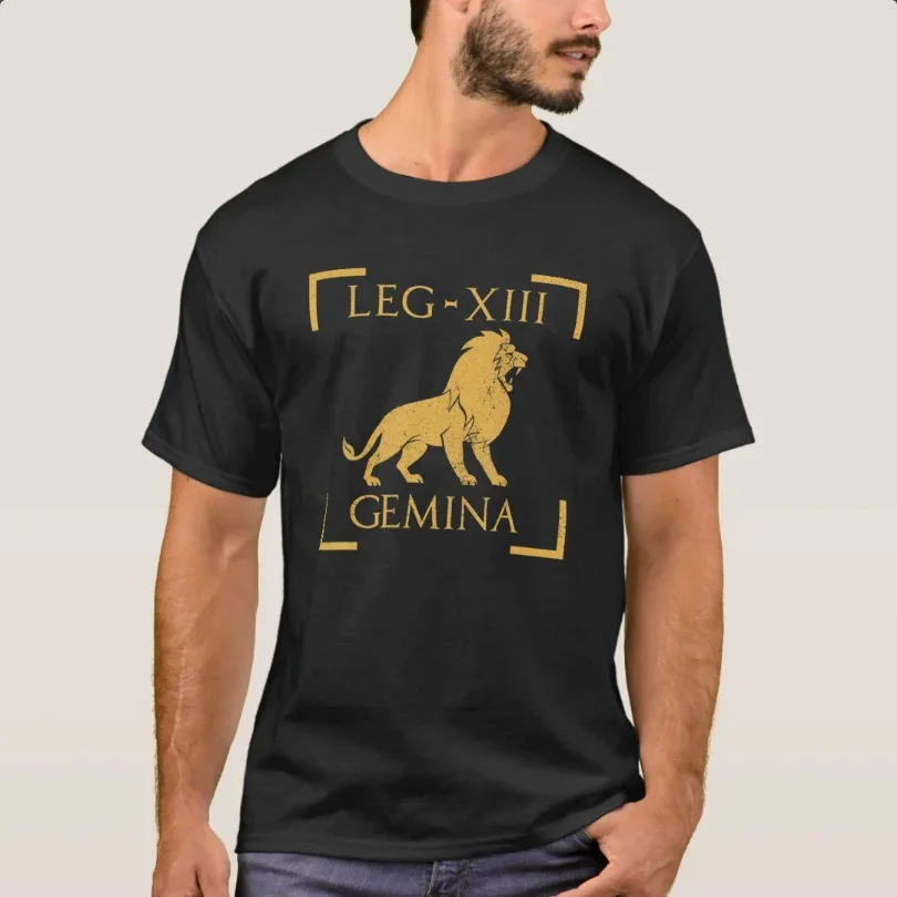 Summer Casual Mens T-shirt Size S-5XL Legio XIII Gemina Lion Emblem Roman Legion T-Shirt 100% Cotton O-Neck Short Sleeve funny