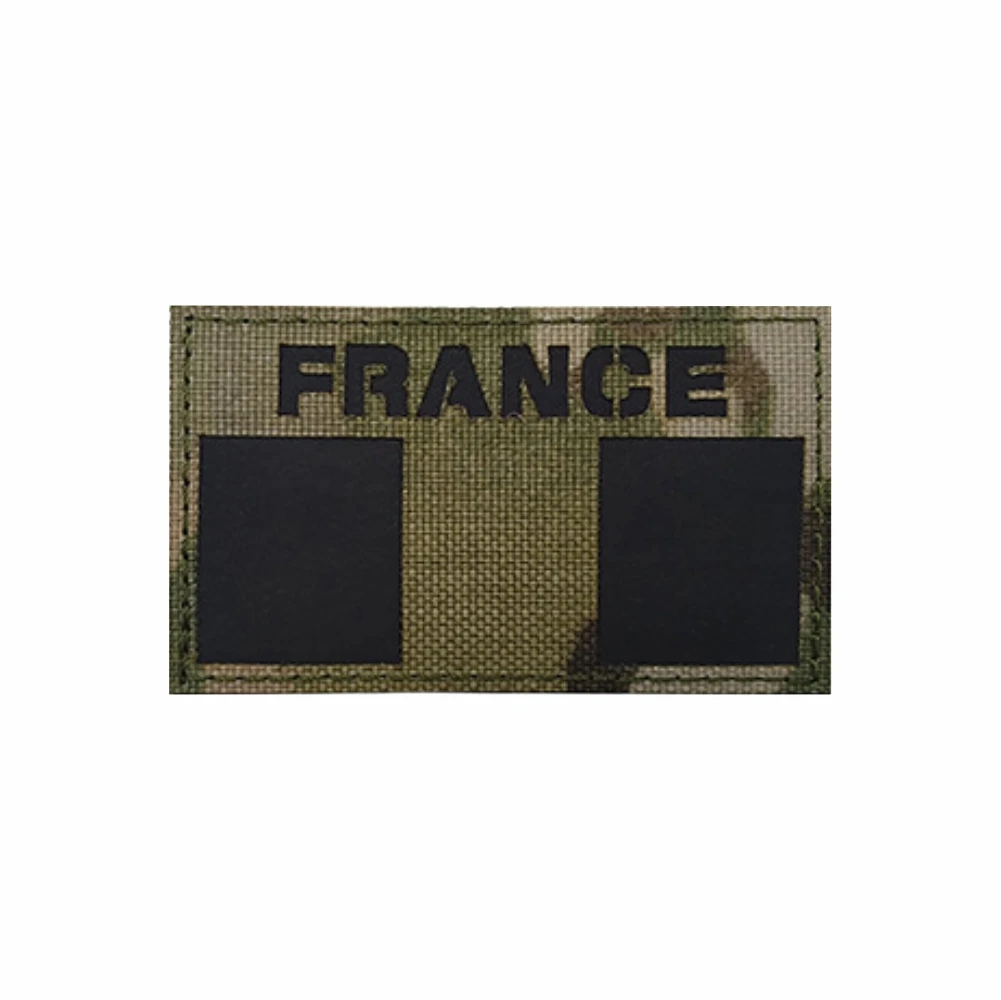 France Country Flag Reflective Patch Armband Badge Glow In Dark Applique Embellishment Appliques Black White Tactical IR Patches