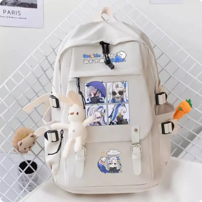 

Anime Genshin Impact Neuvillette Fashion Casual Schoolbag Belt Teenagers Student Backpack Handbag B466