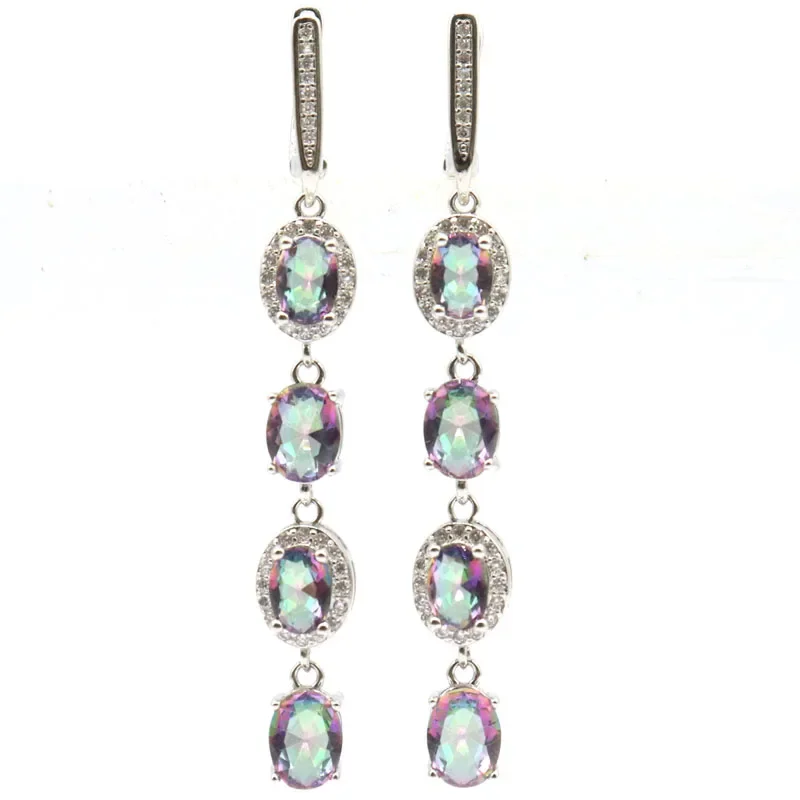 8g Customized 925 SOLID STERLING SILVER Earrings Colorful Fire Rainbow Topaz Mystic Topaz Tanzanite Tourmaline Peridot Citrine