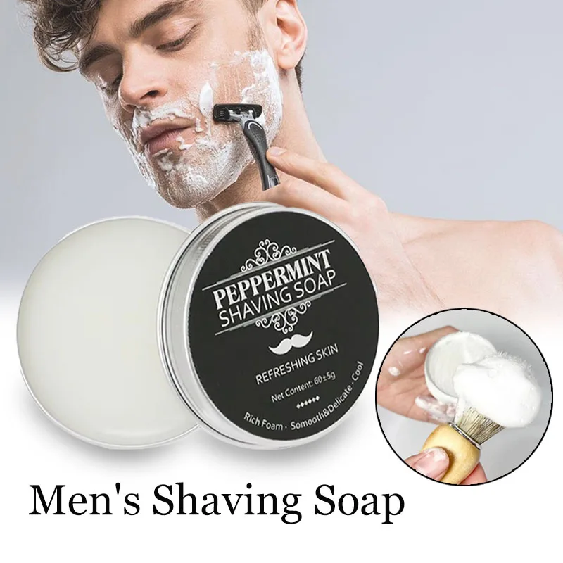 Barra de jabón para afeitar, crema de afeitar de espuma orgánica para hombres, mantenedor de frescura y limpieza facial, textura suave hecha a mano para las orejas