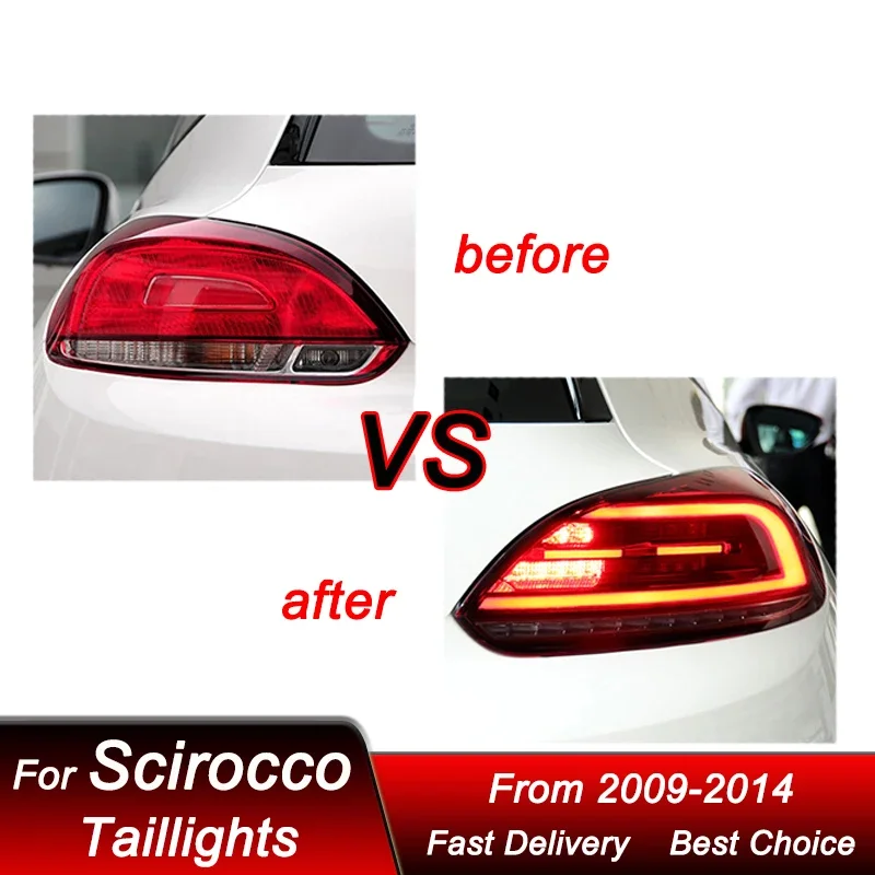 البوب سيارة أضواء خلفية ل Volkswagen VW شيروكو 2009-2014 نمط جديد كامل LED الذيل مصباح ديناميكية بدوره مصباح إشارة الذيل مجموعة مصابيح