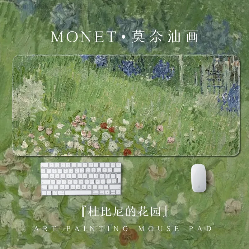Large Monet Impressionist Art Mouse Pad Non-Slip Desk Mat with Water Lilies & Garden Scenes Durable Surface for Office And Home