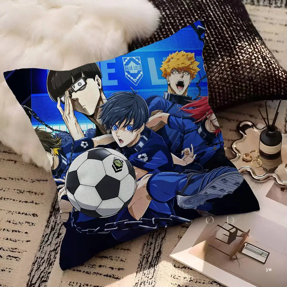 Japan Manga Blue Lock Pillow Cover for Bedroom Room and Living Room Sofa Decorative Cushion Cover