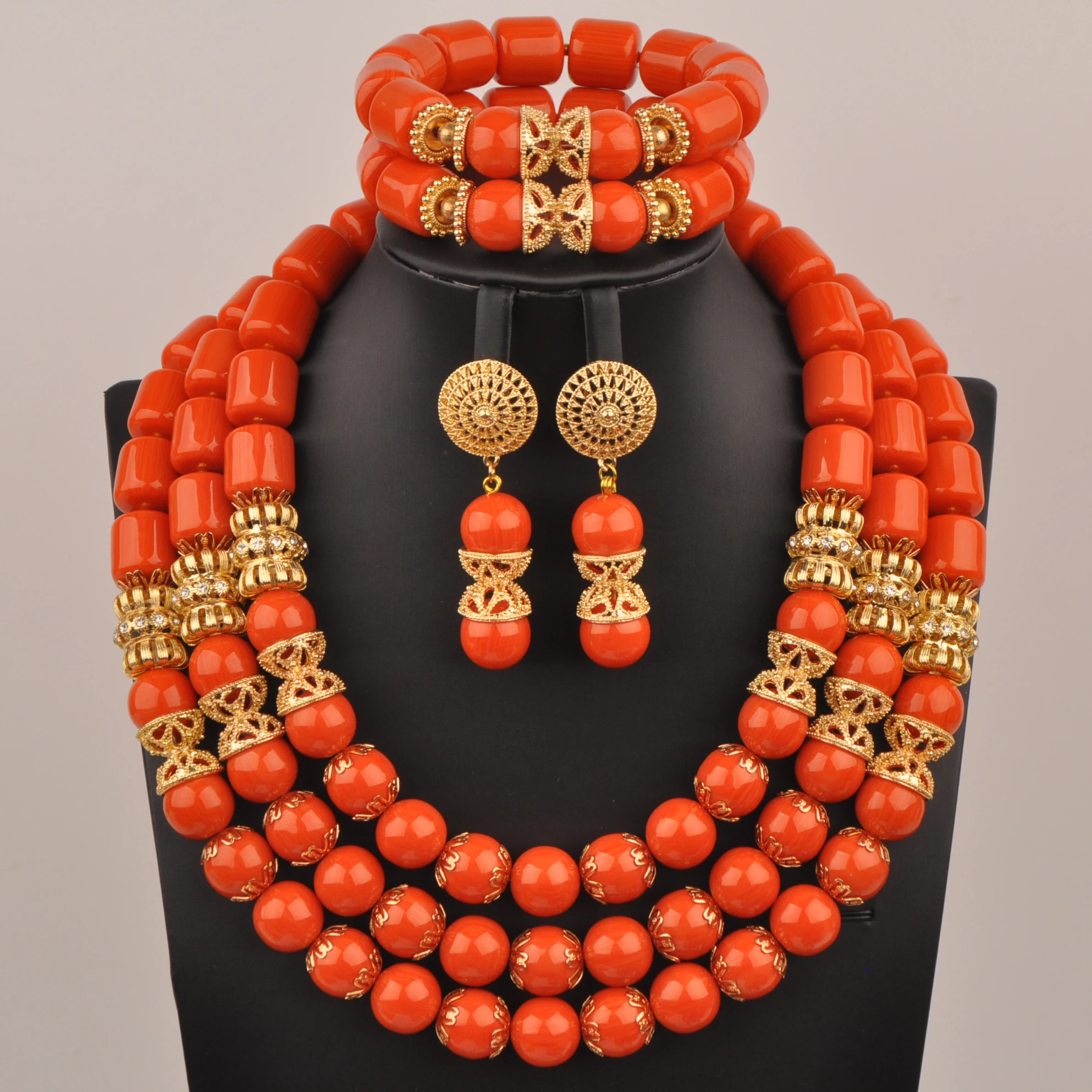 Nigerian newlyweds fashion jewelry white imitation coral necklace African wedding bride wedding jewelry set XIN-112