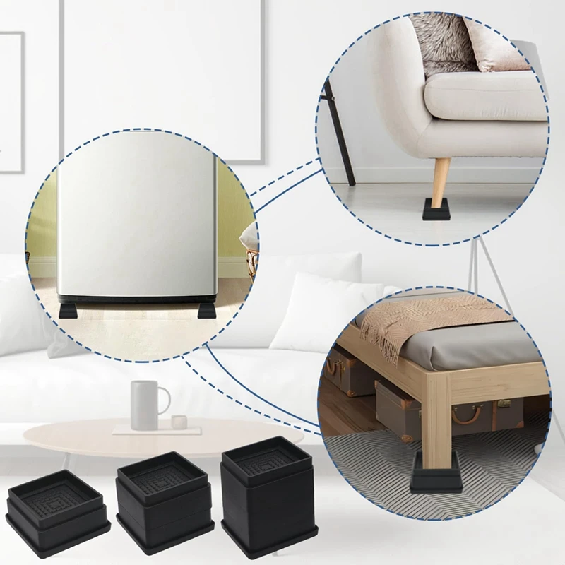 Risers cama ajustável com almofada de borracha, cama Riser móveis, pesados elevadores de cama, sofá e mesa, 1 em, 6PCs