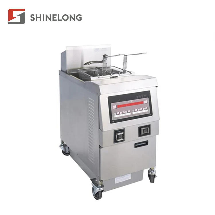 K645 Stainless Steel Single Tank Double Baskets Gas Open Fryer Fast Food Restaurant