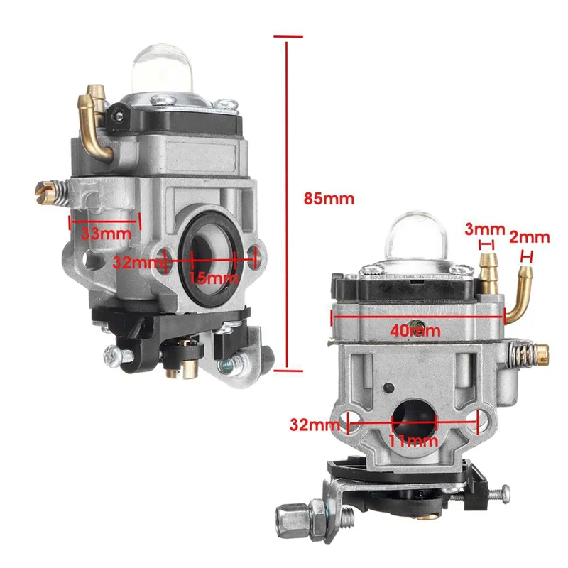 Motorcycle Carb Carburetor 11mm 2 Stroke Carburettor for 43Cc 47Cc 49Cc 50Cc Scooter ATV Dirt Bike Lawn Mower