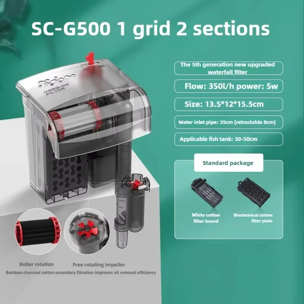 

3 in 1 Fish Tank Filter Silent Operation Strong Filtration Aquarium Circulation Pump Plastic Built-in Filter Waterfall Filter