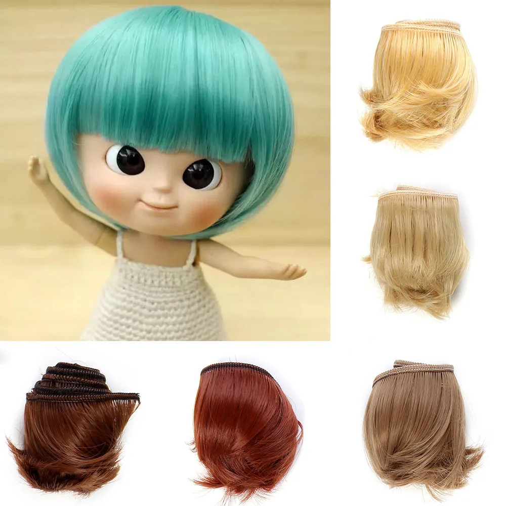 5CM Black Khaki Brown Color Short Straight Doll Hair Fit for 1/3 1/4 1/6 1/8 1/12 BJD Doll DIY Fringe Hair