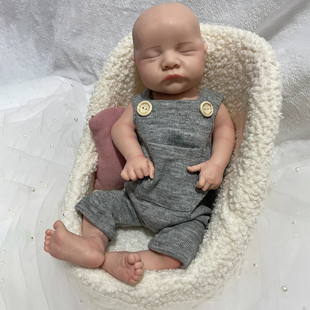 

17" Floppy Silicone Reborn Doll Lifelike Handmade Newborn Baby Boy 3D Skin Visible Veins Solid Bebe for Christmas Gift Collector