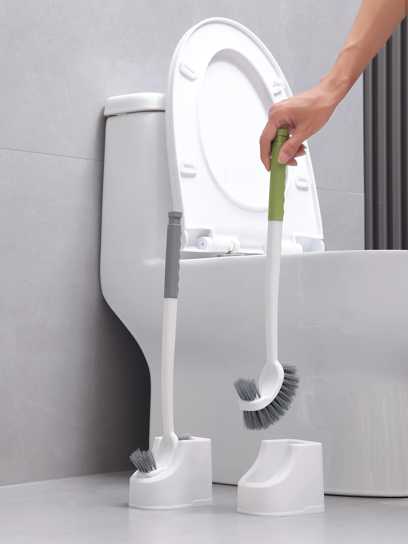 

1/2pcs Household Toilet Brush With No Dead Corners No Punching In The Bathroom Wall Mounted Cleaning Brush Set With Base Durable