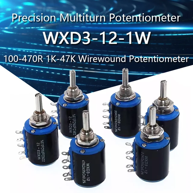 WXD3-12-1W Precyzyjny potencjometr wieloobrotowy 100 220R 470R 1K 2K2 3K3 4K7 5K6 10K 22K 33K 47K WXD3-12 1W Potencjometr drutowy