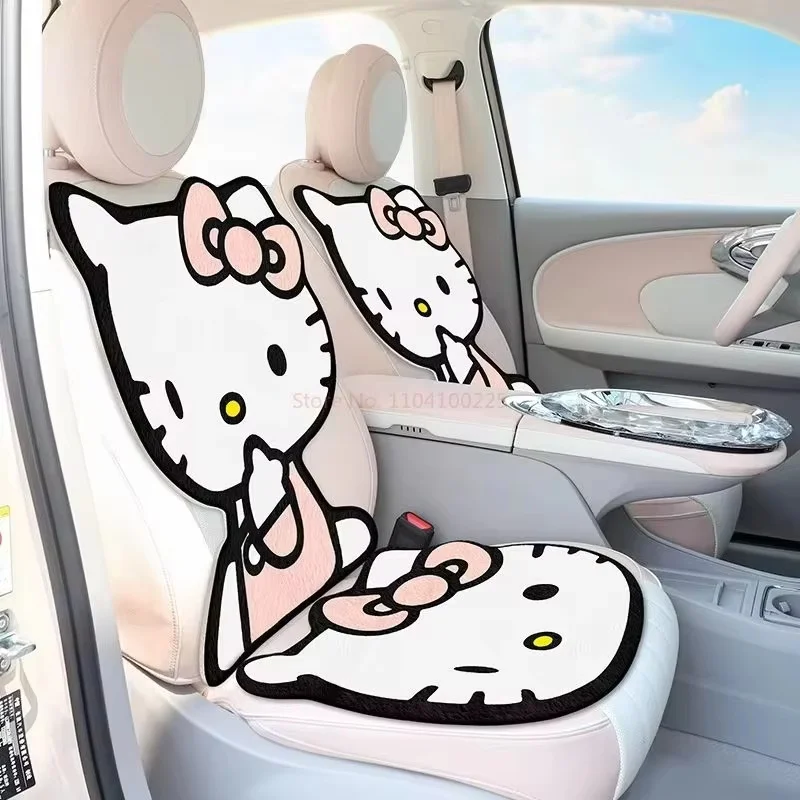 Cute Fall Winter Hello Kitty Car Seat Chair Plush Back Cushion Back Row Warm Cushion Car Seat Cover Car Seat Protector Pad Gift