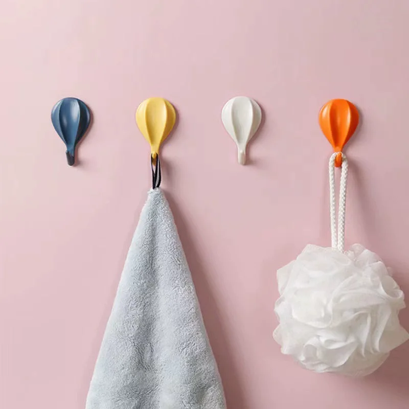 8pcs Hot Air Balloon Wall Hooks Clothes Towel Mask Hanger Self-adhesive Bathroom Kitchen Hook Keys Organizer Holder Home Decor