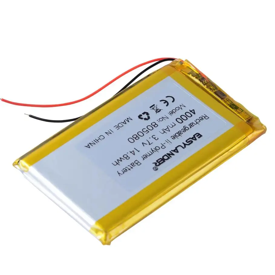 3.7V 4000mAh 805080 Bateria recarregável de íon de lítio de polímero de lítio 305080 405080 505080 605080 705080 905080 105080