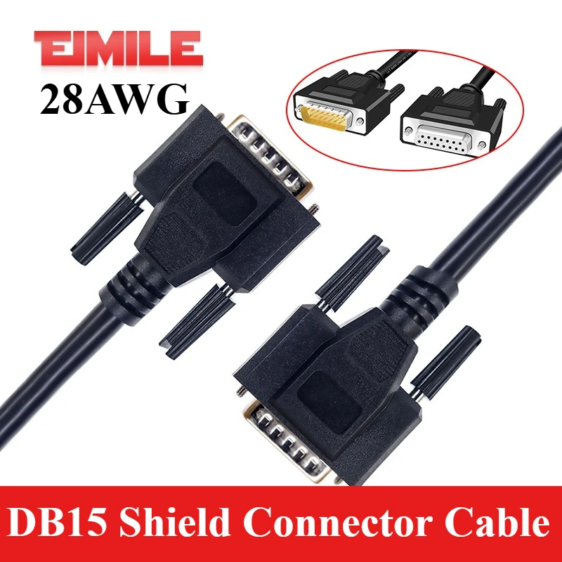 Cable conector de escudo DB15 cobre puro 28AWG grado Industrial 2 filas Pinout macho a hembra Cable de extensión serie paralela de 15 pines
