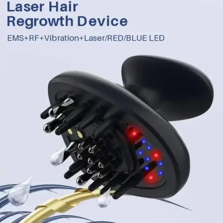 Head Massager Brush for Hair Growth Portable Electric Scalp Oil Massage Comb Red Blue Light Therapy