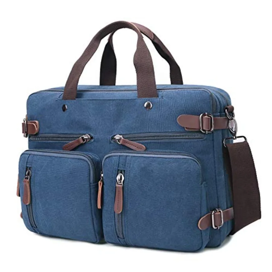 3 In 1 Canvas Convertible Laptop Bag for Men Women 17.3 inch Laptop Messenger Bag Work Briefcase Computer Shoulder Bag for Trav