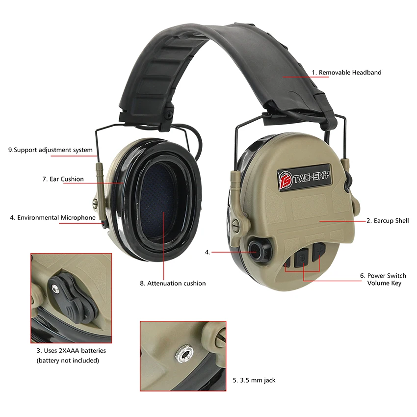 TAC-SKY versión mejorada SORDINULTRA IPSC auriculares tácticos captación de sonido protección auditiva auriculares SORDN para deportes Airsoft