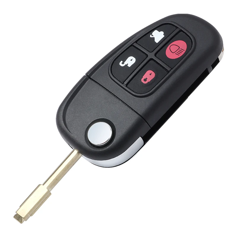 KEYECU  315/ 433MHz 4D60 Chip NHVWB1U241 4 Btn Car Auto Flip Remote Key Fob for Jaguar X-Type S-Type 1999-2009 XJ XJR 2002-2008