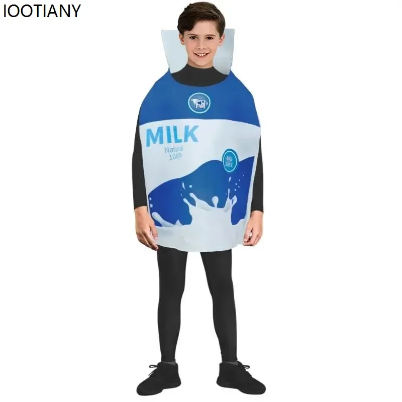 

CosplayHalloween Adult Children's Fun Snacks Role-playing Costumes Funny Cookies Milk Hot Dog Print Stage Props Carnival Party J