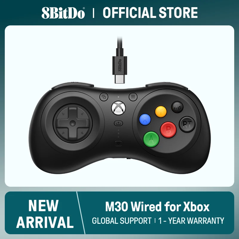 8BitDo M30 Wired Controller for Xbox Series X|S, Xbox One, and Windows with 6-Button Layout - Officially Licensed