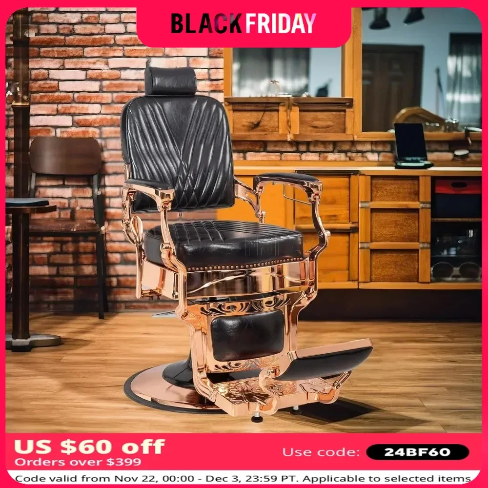 

Barber Chair Hydraulic with Headrest Supports Up To 700lbs & 360° Rotatable Salon Beauty Spa Shampoo Equipment Salon Chair