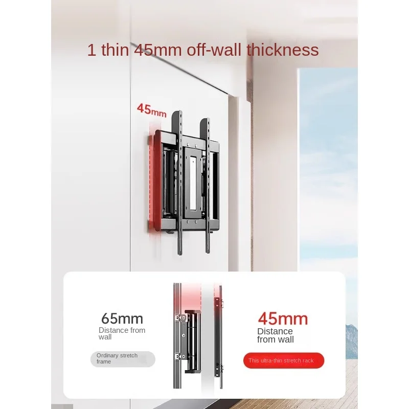 Ultra-Thin TV Rack Telescopic Rotating Folding Wall-Mounted Bracket Universal Xiaomi Hisense Tcl556575-Inch