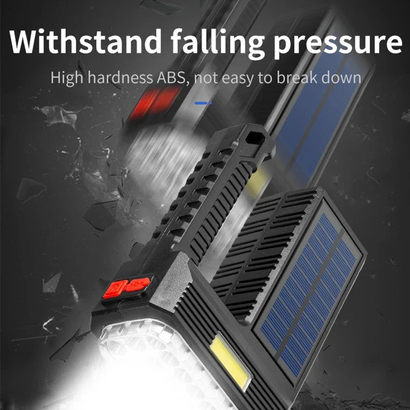 Strong Light Flashlight 20LED Solar Rechargeable Camping Hand Torch Outdoor Portable Searchlight Waterproof Emergency Work Lamp