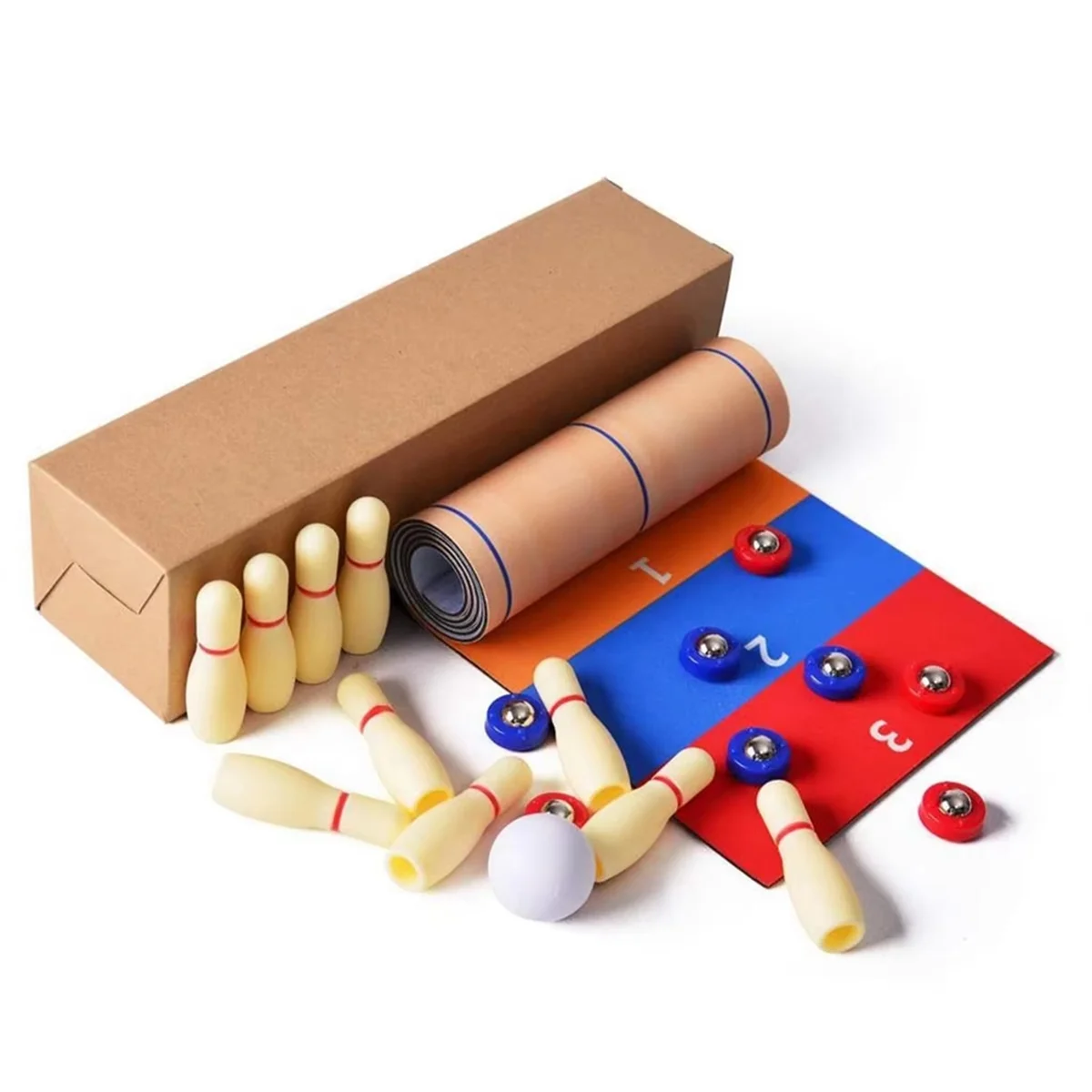 AM38M 3 in 1 Table Shuffleboard Game Curling Bowling Table Top Games for Home Party Gift for Children and Adults