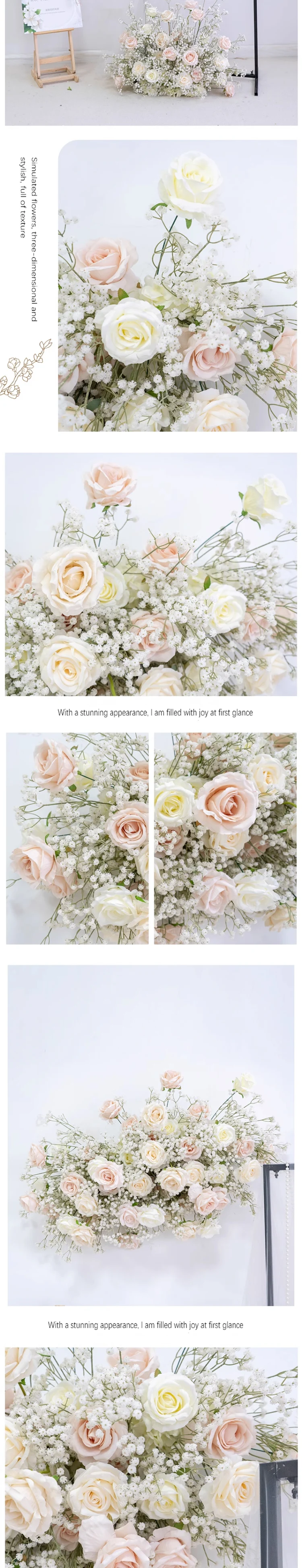 Weiß-grüne Hortensien-Kunstblumenreihe für Hochzeiten, Außenbereiche, Eingangsbereiche, Blumenarrangements, Partys, Zeremonien, Hintergrunddekoration und Schilderdekoration. – Detail 2