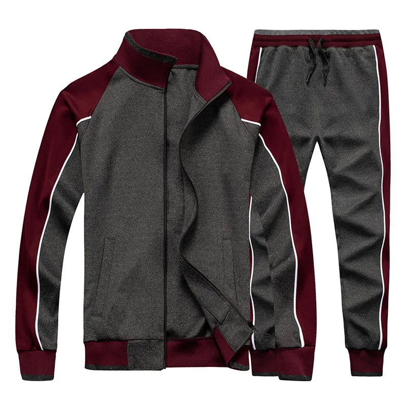 Conjunto de 2 peças de treino masculino, roupas esportivas casuais, tops e calças, treino de inverno, roupas de acampamento, jogging outdoor, Europa e América