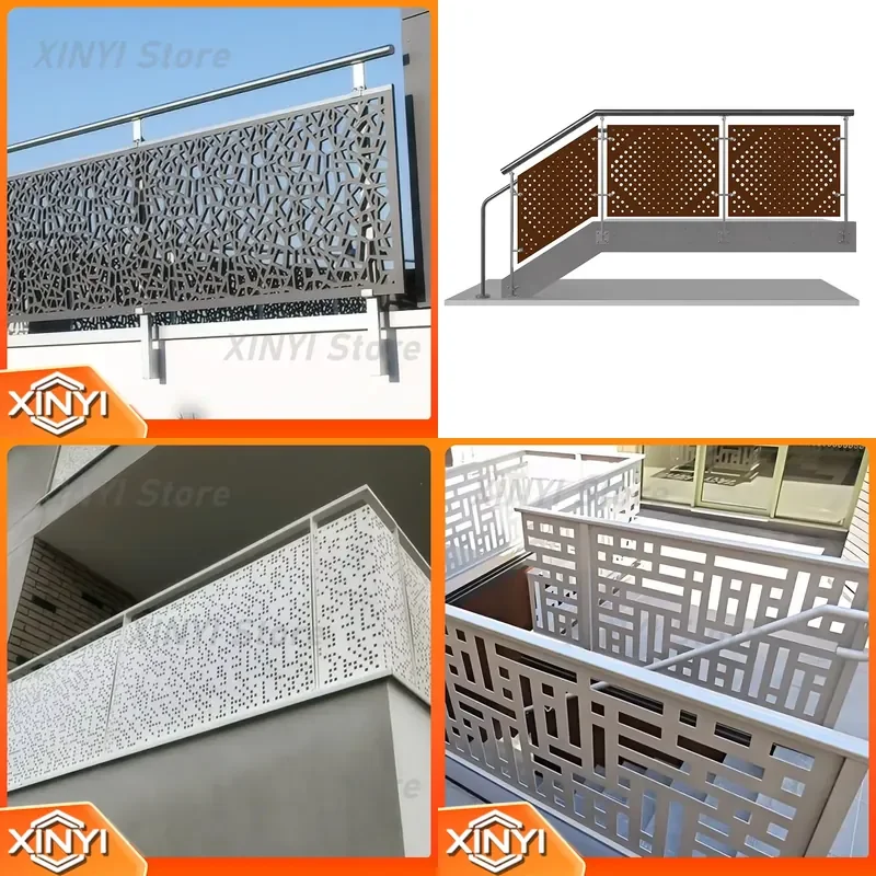 for Custom Powder Coated Stainless Steel Deck Railing for Aluminum Stair Balustrade Laser Cut Screen Railings Outdoor Indoor