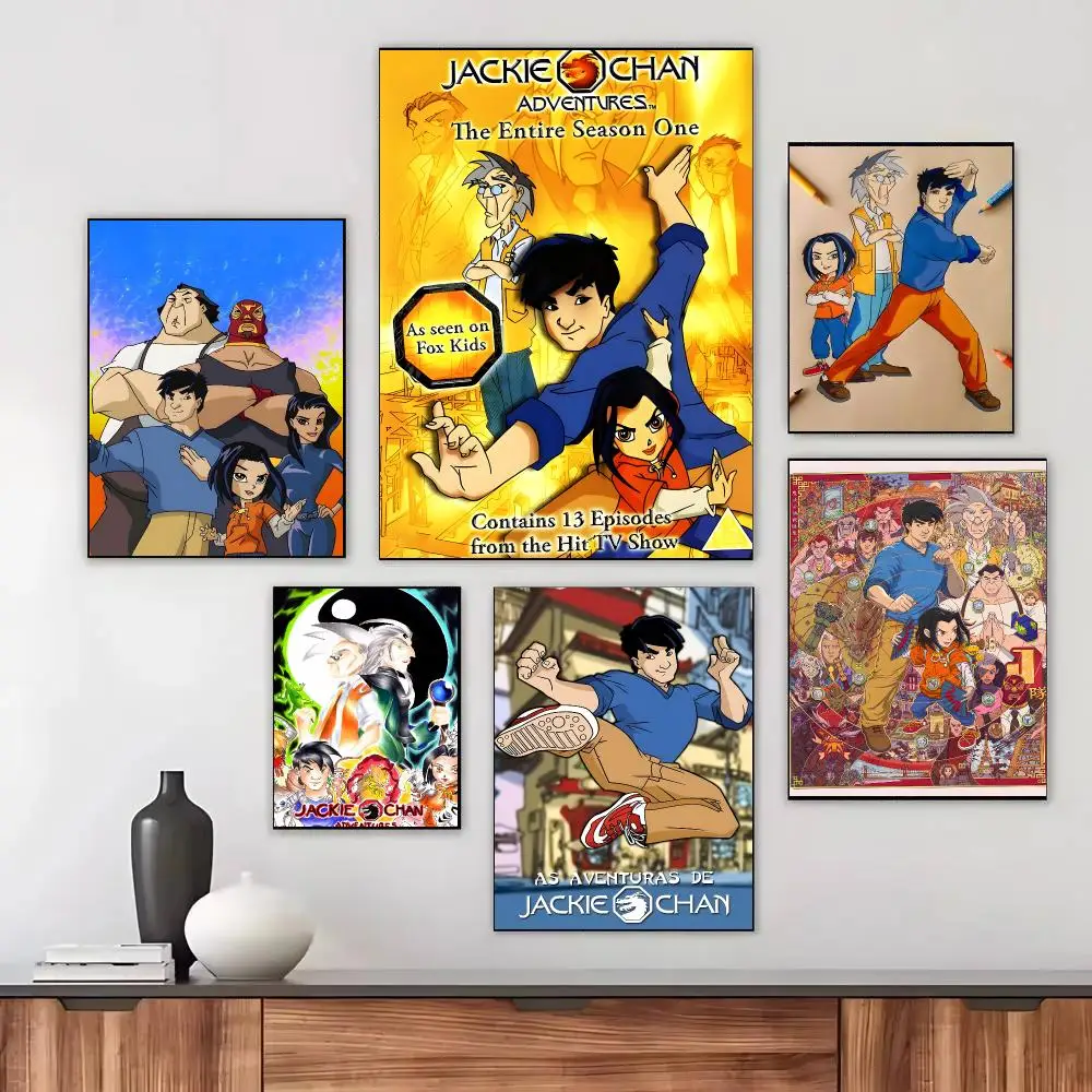 Anime Jackie Chan Adventures Poster Self-adhesive Living Room Bedroom Party Bar Decor Moisture-proof Fade-resistant