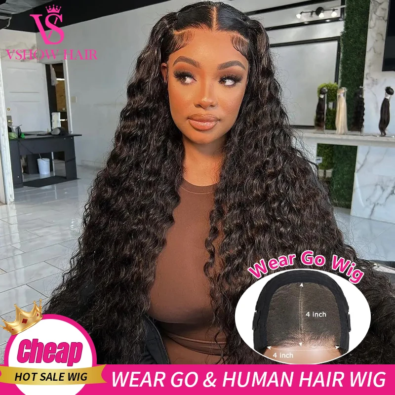 

Wear And Go Water Wave Glueless Human Hair Wig Glueless Preplucked 4x6 HD Lace Closure Wig Human Hair Ready To Go On Sale