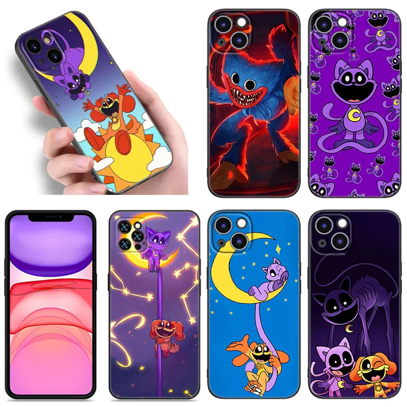 CatNap P-Poppies P-Playtimes Black Silicone Phone Case For Apple iPhone 12 13 Mini 11 14 15 16 Pro Max 7 8 Plus