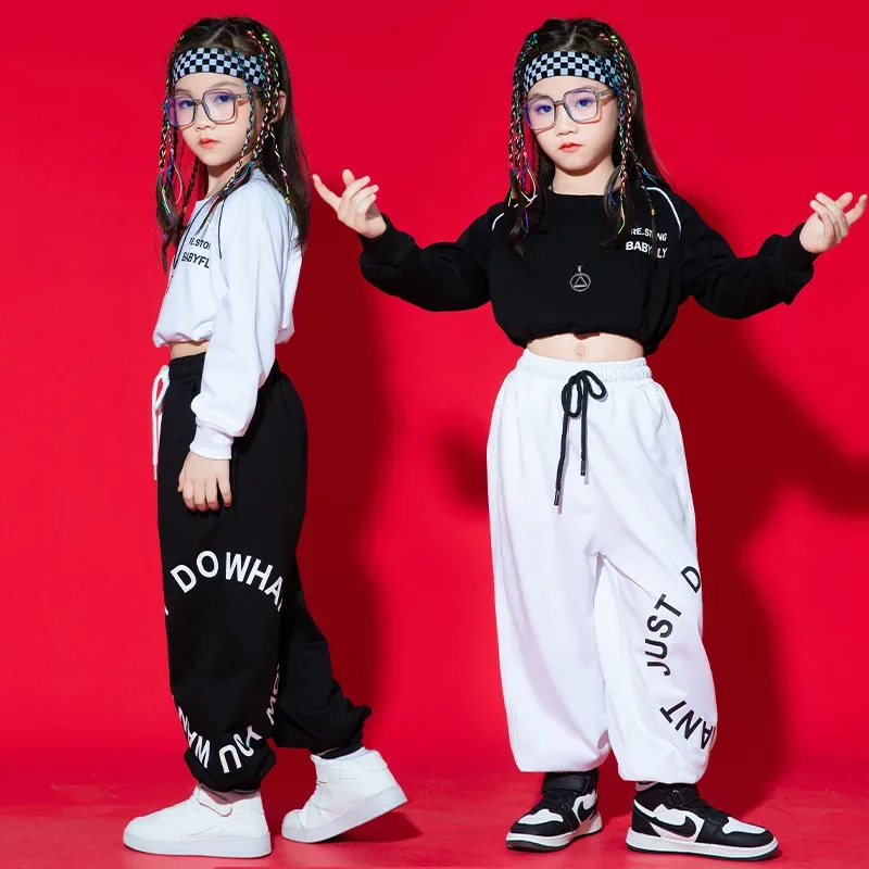 

Girls' Jazz Costume Autumn Kid Hip-hop Umbilical Suit Street-bombing Costume with Hip-hop Vibe for Dance Parties Stage Clothes